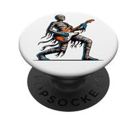 Mummia che suona la chitarra elettrica in piedi divertente PopSockets PopGrip Adesivo