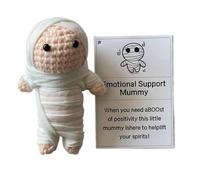 Mummia di supporto emotivo di Halloween, giocattolo positivo per mummia con biglietto positivo, mamma positiva lavorata a maglia, mamma positiva all'uncinetto, divertente regalo di incoraggiamento di