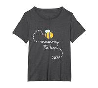 Mummy To Bee 2026 STO per Diventare Una Mamma Gravidanza Sesso Maglietta, Donna Plus-Size, Grigio Scuro, 6X