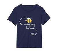Mummy To Bee 2026 STO per Diventare Una Mamma Gravidanza Sesso Maglietta, Donna Plus-Size, Navy, 2X