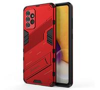 MUMOYAN Cover per Samsung Galaxy A72, Cornice Paraurti in Silicone Morbido Ultra Sottile Custodia Case con Supporto Pieghevole Nascosto Kickstand -Rosso