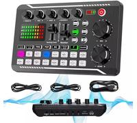 MUMQAQ Scheda audio dal vivo con effetti mixer DJ & Voice Changer, F998 Live Sound Card Audio Mixer, Scheda audio per Live Streaming, 16 effetti speciali Suoni ambientali, Luce LED Voice Changer