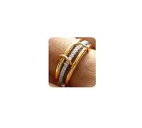 MUMREUES Anelli Stackabili per Donna in Oro 14 Carati Placcato - Interconnessi con Design Statement, Bicolore e Zircone Cubico - Mix Metalli Anelli Stack Anelli Connesse Gioielli per Donne Taglia 17