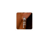 MUMREUES Orecchini Donna 14K Argento Placcato orecchini a catena con frangia Zircone Cerchio Pendenti Ipoallergenici Gioielli Da Donna Earrings Regali Di Compleanno