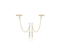 MUMREUES Orecchini Donna 14K Oro Placcato Orecchini Senza Buco a catena con frangia Zircone Ipoallergenici Gioielli Da Donna Earrings Regali Di Compleanno