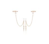 MUMREUES Orecchini Donna 14K Oro Rosa Placcato Orecchini Senza Buco a catena con frangia Zircone Ipoallergenici Gioielli Da Donna Earrings Regali Di Compleanno