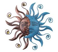 MUMTOP - Decorazione da parete in metallo con sole e luna, 34 cm, decorazione da parete per esterni, decorazione da appendere per giardino, cortile, soggiorno, camera da letto, patio, balcone