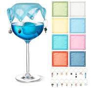 Mumufy Set di 8 coperture per calici da vino in rete con ciondoli per
