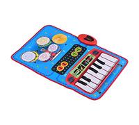 Mumusuki 2 in 1 Playmat Tastiera Pieghevole Tampone per Pianoforte da 2 in 1 con 13 Chiavi e Drum Kit 4 Toni Volume Regolabile Incorporato 5 Canzoni Demo con Mazze per Bambini Amanti della Musica
