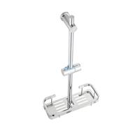 Mumusuki Asta di Scorrimento per Doccia con Vassoio Porta-doccia Regolabile, Installazione con Foratura per Montaggio a Parete con Finitura Spazzolata in Acciaio (Asta con vassoio (finitura