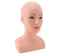 Mumusuki Female Mannequin Head Face Makeup Bambola WIG Professional Bald Cosmetology Training Pvc per Creare Cappelli e Spalle con Base Multifunzionale di Base Stabile Riutilizzabile per