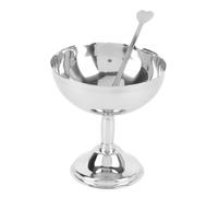 Mumusuki Set di Ciotola di Gelato, Tazza di Gelato Riutilizzabile con Piede retrò con Cucchiaio Rotondo 304 in Acciaio Inossidabile da Porto per Dessert per Dessert Budino di (Piccole dimensioni 9 cm)