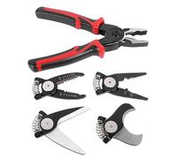 Mumusuki Set di Pinze 5 in 1, Kit di Strumenti Intercambiabili in Acciaio con Tronchesi, Funzioni di Crimpatura e Spelatura per la Casa e l'elettronica