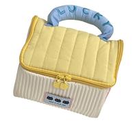 Mumuve Borsa multifunzionale per il trucco e borsa per uso quotidiano e da viaggio, trousse portatile per cosmetici di grande capacità, Giallo, As shown in the picture (error 1-3cm)