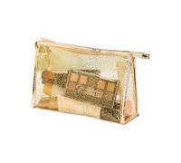Mumuve Chiara borsa impermeabile trasparente di trucco del PVC con la toilette della chiusura lampo per il viaggio ed il quotidiano, Oro, Size:app. 23.6x14x5cm /9.29x5.51x1.96in