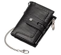Mumuve Portafoglio da uomo compatto in pelle PU con blocco portamonete multifunzione tasche per il cambiamento per affari, Fibra di carbonio, 3.51x1.56in