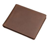 Mumuve Portafoglio da uomo vintage in pelle con blocco portamonete e scomparti per carte di credito, portafoglio corto per monete da uomo, Pelle di cavallo, As shown in the picture (error 1-3cm)