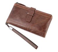 Mumuve Portafoglio lungo da uomo in pelle vintage porta carte di credito, Caff, Size:app. 21.5 x 5 x 12.5cm / 8.46 x 1.96 x 4.92in