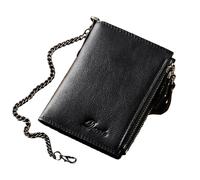 Mumuve Portafoglio vintage in PU con catena portamonete per uomo e donna elegante, Nero , As shown in the picture (error 1-3cm)