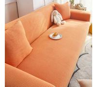 MUMUXIAO Copridivano ad alta elasticità, in morbido velluto di mais, per soggiorno, antiscivolo, ispessito, lavabile, elasticizzato (arancione, 160-200 cm)