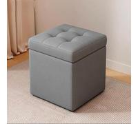 MUMUXIAO Lussuoso poggiapiedi portatile, con grande capacità, sgabello resistente, seduta imbottita in schiuma spessa, per soggiorno e camera da letto (grigio scuro)