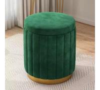 MUMUXIAO Pouf ottomano con coperchio rimovibile, sgabello rotondo imbottito in velluto per trucco, poggiapiedi, seduta imbottita, per soggiorno e camera da letto (verde)