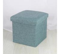 MUMUXIAO Sgabello poggiapiedi pieghevole, piccolo, quadrato, per trucco, soggiorno, camera da letto, scatola portaoggetti, contenitore per giocattoli, pieghevole, imbottito, verde scuro, 30 x 30 x 30