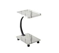 MUMUXIAO Tavolino a forma di C con ruote girevoli, vassoio TV resistente, per riporre piccoli spazi, tavolino da divano che scorre sotto (bianco)