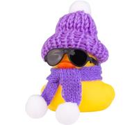 MuMyer Anatre di gomma di Natale giocattoli ornamenti auto anatra gialla decorazioni cruscotto con mini berretto, sciarpa e occhiali da sole per vincitore decorazione natalizia per la casa, 5 cm (E4)