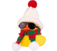 MuMyer Anatre di gomma di Natale giocattoli ornamenti auto anatra gialla decorazioni cruscotto con mini berretto, sciarpa e occhiali da sole per vincitore casa decorazione natalizia 5 cm (E8)