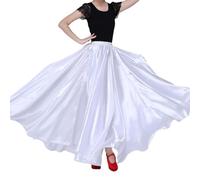 MUNAFIE Gonna in raso per danza del ventre, gonna lunga per principianti bianco Taglia unica