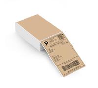 MUNBYN Etichette termiche 4x6 Fanfold per stampante di etichette, compatibili con compatibile con Etsy, Shopify, Royal Mail, FedEx, confezione da 500, marrone