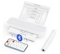 MUNBYN ITP04 Stampante portatile A4, stampante termica Bluetooth, supporta 8,5''x11'' e A4, senza inchiostro, USB-C, compatibile con telefoni e laptop Android iOS, piccolo cellulare, bianco