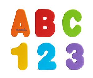 Munchkin 011108/02 Lettere e Numeri Galleggianti per il Bagnetto, Multicolore