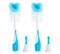 Munchkin 2-In-1 Spugne e spazzole per bottiglie da bebé, Spazzole con spugna per bottiglie con spazzolino per tettarelle, Riutilizzabili, Confezione da 2, Blu