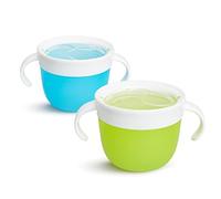 Munchkin Snack Catchers con 2 Pezzi , Box per snack per bambini e contenitore per svezzamento , Supporto e contenitori per alimenti , Ciotola per snack per bambini senza BPA con manici ,Blu/Verde