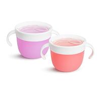 Munchkin Snack Catchers con 2 Pezzi , Box per snack per bambini e contenitore per svezzamento , Supporto e contenitori per alimenti , Ciotola per snack per bambini senza BPA con manici ,Rosa/Viola