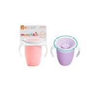 Munchkin Miracle 360 Tazza da allenamento per bambini, Senza BPA, Tazze per bambini, Non perde, A prova di perdite, 6+ mesi, 7oz/207ml, Confezione da 2, Rosa/Viola