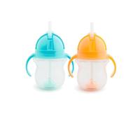 Munchkin Click Lock Tip & Sip Set, Tazze per bambini con cannuccia, Senza BPA, Tazza, Cannuccia con peso Bottiglie per bambini - 7oz/207ml, 2 Pezzi, Blu/Arancione
