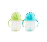 Munchkin Click Lock Tip & Sip Tazze per bambini con cannuccia , Senza BPA , Senza perdite , Cannucce con peso , 7oz/207ml , 2 Pezzi , Verde/Blu