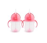 Munchkin Click Lock Tip & Sip Tazze per bambini con cannuccia, Senza BPA, Tazza a prova di perdite, Bottiglie per bambini - 7oz/207ml, 2 Pezzi, Rosa