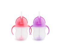 Munchkin Click Lock Tip & Sip Tazze per bambini con cannuccia , Senza BPA , Senza perdite , Cannucce con peso , 7oz/207ml , 2 Pezzi , Rosa/Viola