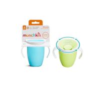 Munchkin Miracle 360 Tazza da allenamento per bambini , Senza BPA , Tazze per bambini , Non perde , A prova di perdite , 6+ mesi , 7oz/207ml , Confezione da 2 , Blu/Verde