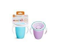 Munchkin Miracle 360 Tazza da allenamento per bambini , Senza BPA , Tazze per bambini , Non perde , A prova di perdite , 6+ mesi , 7oz/207ml , Confezione da 2 , Blu/Viola