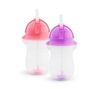 Munchkin Click Lock Tip & Sip Tazze per bambini con cannuccia , Senza BPA , Senza perdite , Cannucce con peso Tazze per bambini , 10oz/296ml , 2 Pezzi , Rosa/Viola