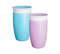 Munchkin Miracle 360 Baby Tazze , Bicchiere per bambini a flusso libero per bambini , Tazza per allenamento , Senza BPA ,Bottiglia d'acqua , 12+ Mesi , 10oz/296ml , 2 Pezzi , Blu & Viola