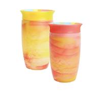 Munchkin Miracle 360 Tazza, Bicchiere per bambini a flusso libero, Tazza per allenamento, Senza BPA, Senza perdite, 12+ Mesi, 10oz/296ml, 2 Pezzi, Rosso/Giallo