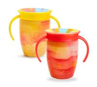 Munchkin Miracle 360 Baby Tazze , Bicchiere per bambini a flusso libero per bambini , Tazza per allenamento , Senza BPA , Bottiglia d'acqua , 12+ Mesi , 10oz/296ml , 2 Pezzi , Giallo & Rosso