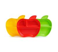 Munchkin Lil' Apple Piatti Divisi , Set di piatti con scomparti , Piatti per bebe e bambini con scomparti , ottimo per lo svezzamento , Per bambini da 6 mesi in su , Senza BPA , 3 Pezzi