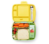 Munchkin Bento Lunch Box con scomparti per bambini, Contenitore per alimenti con 5 scomparti , Lunchbox per bambini con posate , Verde